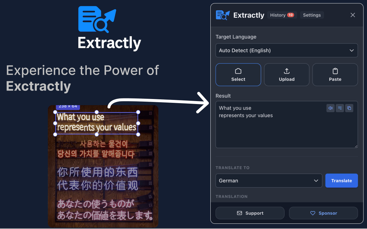 Extractly Chrome extension UI